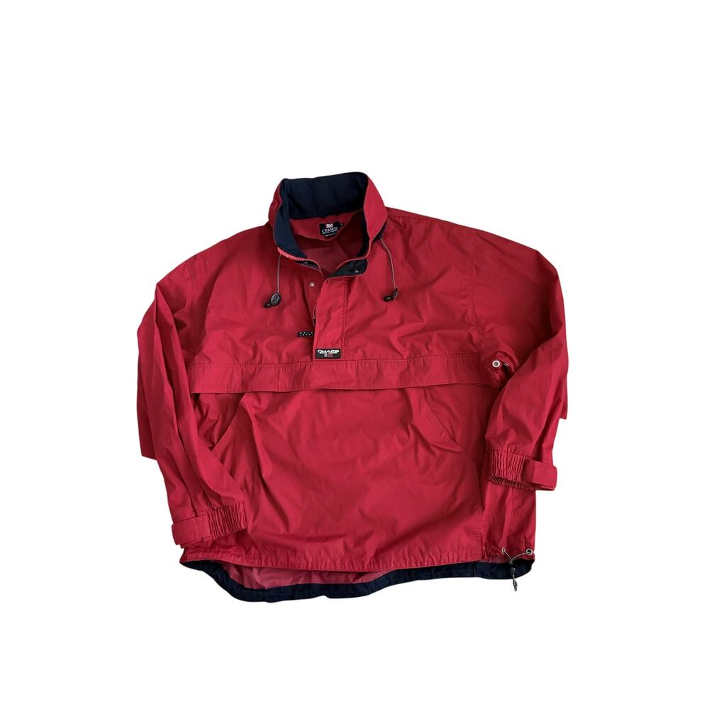 Vintage Chaps Ralph Lauren Red Half Zip Pullover Hooded Jacket